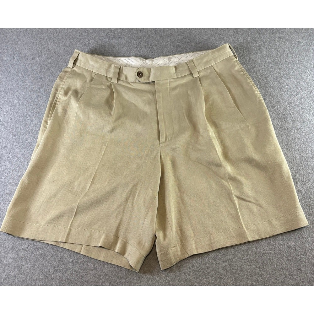Jos. A. Bank Men's Size 35 Tan Pleated Shorts 100% Tencel Lyocell Khaki  Fit